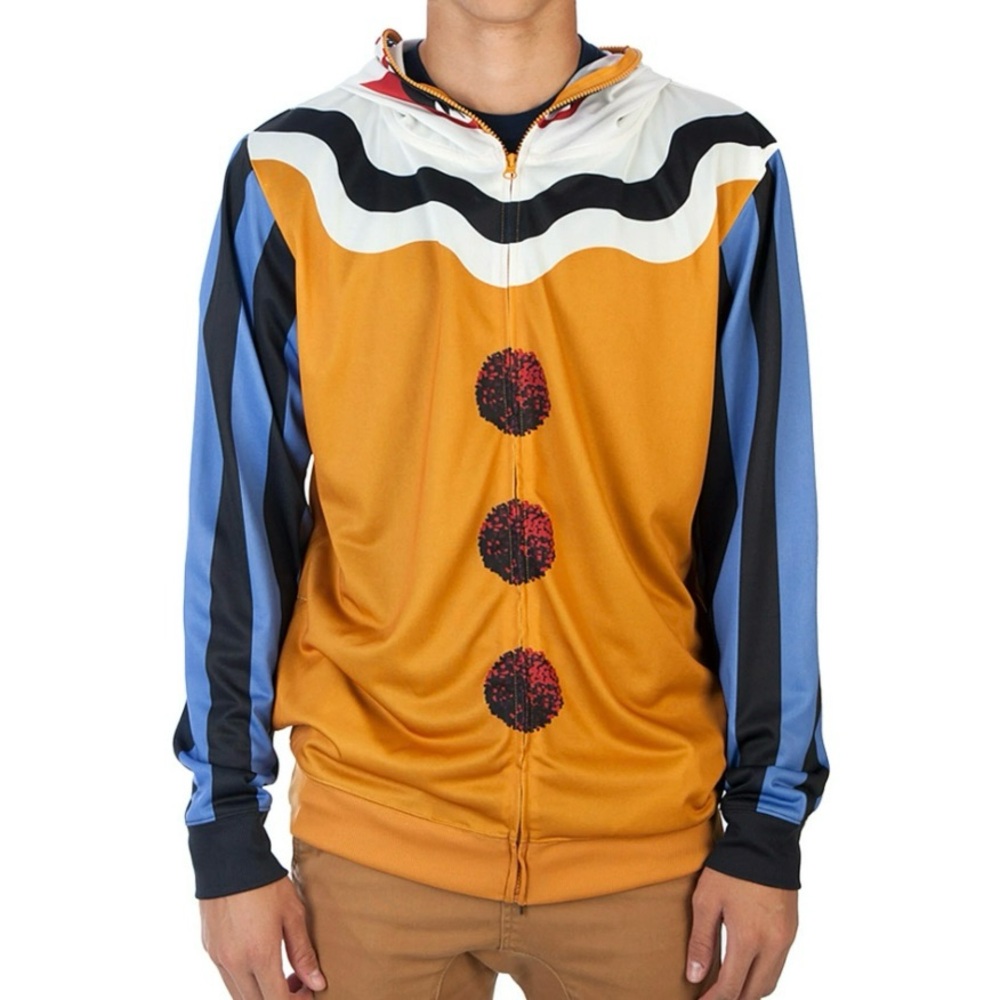 Bioworld Multicolor Scary Clown Face Zip Up Hoodie Jacket with Mask - Picture 4 of 6